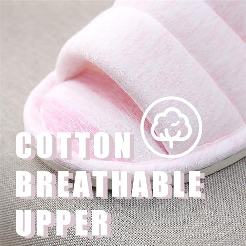 Open Toe Summer House Slippers for Women Indoor Memory Foam Slip On Slippers Soft Cotton Bedroom Shoes for Women Men4