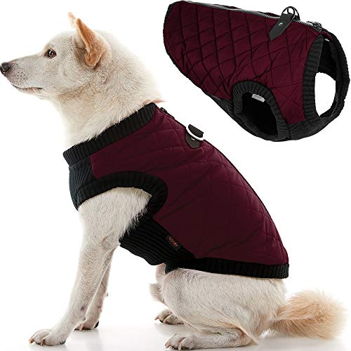 Gooby Fashion Vest Dog Jacket - Purple, Medium - Warm Zip Up Dog Bomber Vest with Dual D Ring Leash - Winter Water Resistant Small Dog Sweater - Dog Clothes for Small Dogs Boy or Medium Dogs