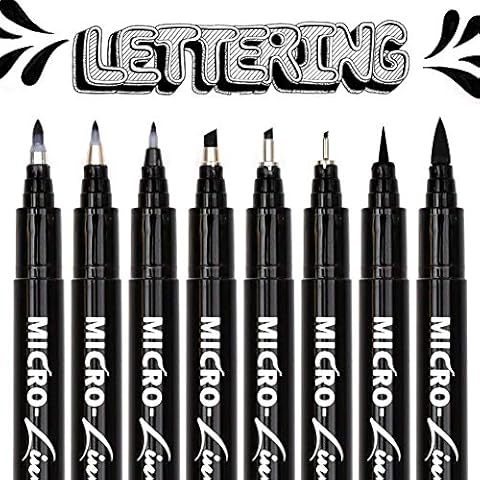 TOUCHNEW Kalligraphie Stifte, 8 size Hand Lettering Pens,Finelliner pens, Kugelschreiber für Anfänger, Kunstzeichnungen, Unterschrift, Aquarellillustrationen, Aufzählungszeichen. (8pcs) Cover