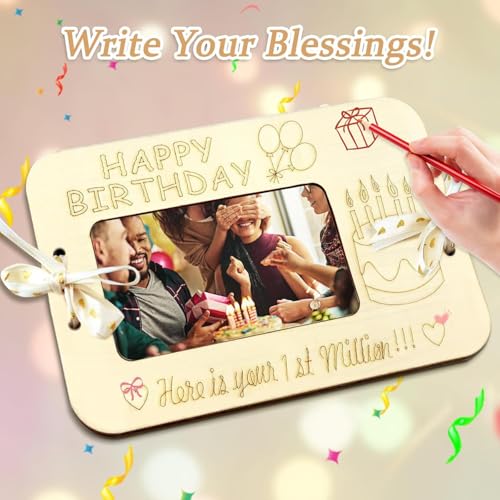 Money Gift Holder, Wooden Birthday Money Holders 'One Million' Cash Gift Holder for Birthday Party Birthday Present. (Birthday)4