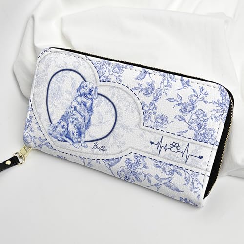 Macorner Personalized Long Wallet For Women, Toile De Jouy Dog Owner Gift for Fur Mom, Women Purse, Pet Lovers Presents4