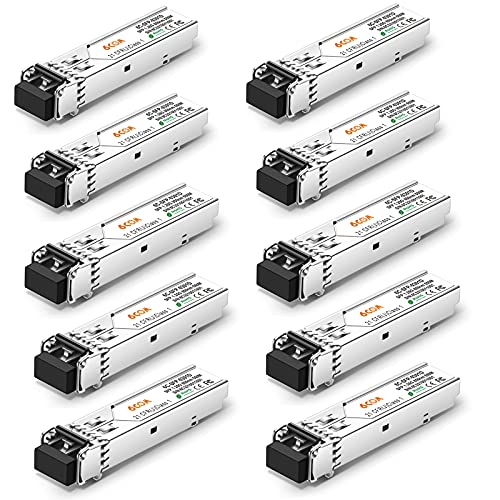 Image of 10Pack 1.25G SFP Transceiver, 1000Base-sx LC Multi Mode Module, up to 550 Meters, for Cisco GLC-SX-MMD /GLC-SX-MM /SFP-GE-S, Ubiquiti UF-MM-1G, Netgear, D-Link, Supermicro, Mikrotik