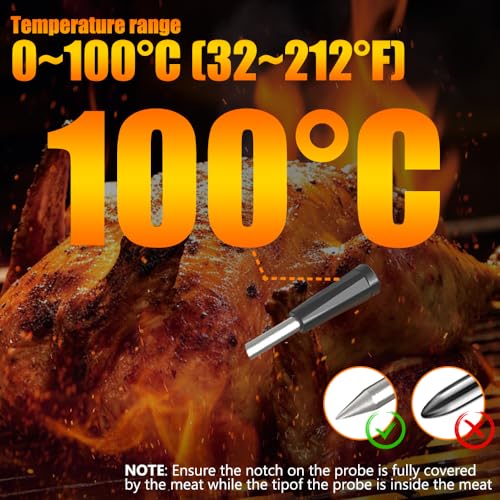 3T6B Kabelloses Smart Fleischthermometer, 150M Drahtlos, Bluetooth Grillthermometer, IPX7, Digital Meat Thermometer für Ofen Grill Küche BBQ Backofen Rotisserie, Perfekter... – Bild 5