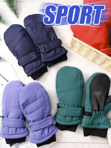 Image of Newcotte 6 Pairs Winter Ski Mittens Kids Waterproof Warm Snow Gloves for Boys Girls Cold Weather Outdoor Activities