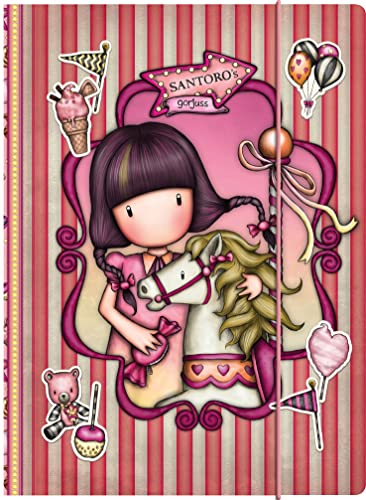 SANTORO- Cahier à Couverture Rigide avec élastique Gorjuss Fairground « Carousel » 24,8 x 9 x 33,4 cm, 812GJ13, Multicolore