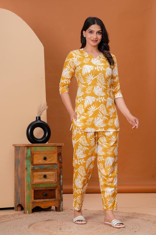 Image of 100% Cotton Printed Night Suit for Women's Shirt and Pyjama Sleep wear Set for Womens and Girls