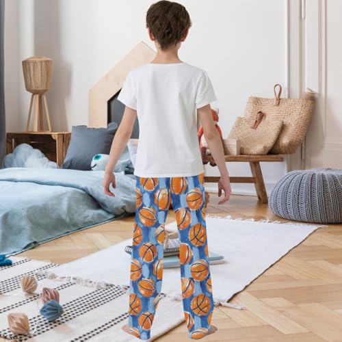 Boy's Pants Blue Basketball Jogger Pants Elastic Waist Long Bottoms Trousers with Pockets 6-14 Years3