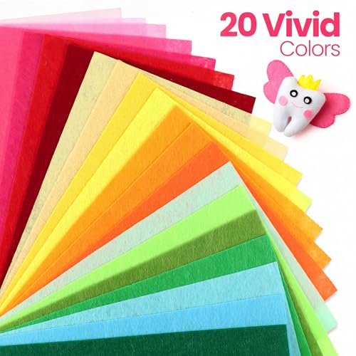 Image of Moukeren 120 Pcs 12 X 12 Inch Felt Sheets, 20 Colors | Stiff Fabric Squares Ideal Craft Sewing, DIY Patchwork Projects, Nonwoven Material, Bulk Supply Holiday and Festival Decor