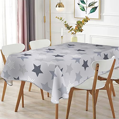 MERCURY TEXTIL- Mantel Antimanchas Rectangular, Hule Mesa, Resistente, Lavable, Impermeable. Ideal para Interiores y Exteriores. (Estrellas, 140x200cm)