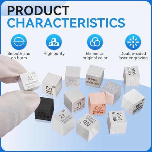 Image of 0.39 inch Aluminium Metal Element Cube 10MM Density Cubes 99.99% High Purity, Periodic Table of Elements Collection for Element Collections Hobbies, Pure Aluminium Cube(AI 0.39 Inch)