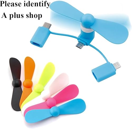 Miniatura 2 de A plus Mini ventilador de teléfono celular 3 en 1 compatible con iPhone/iPad/Android Smartphone/Tablet apto para micro USB/tipo C/puerto Lightning,