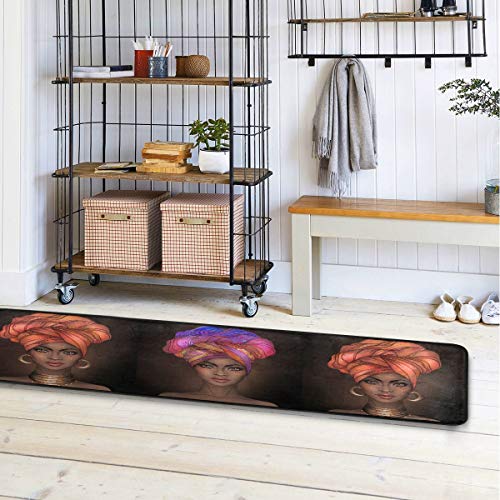African American Woman Runner Rug Floor Mat Non-Skid Kitchen Rug Soft Area Rug For Bathroom Entryway Hallway Dining Living Room #TOP3
