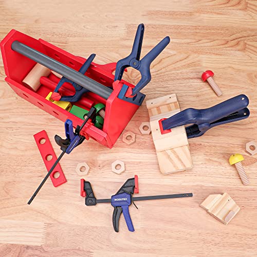 WORKPRO Afdichtingskas en veerklem, 8 stuks, 4 mini-schroefklemmen (lengte: 200 mm, bereik 115 mm, uitbreidingsbereik 200 mm) en 4 veerklemmen (openingsbreedte 45 mm/60 mm) voor houtbewerking - Afbeelding 3