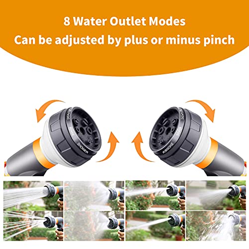 Tuinslang sproeipistool, hogedrukslang mondstuk met Quick Connect Adapters & Kraanconnectoren 8 verstelbare modi waterpistool voor het besproeien van planten of gazons, douchehuisdieren, autowassen, schoonmaken ramen - Afbeelding 3
