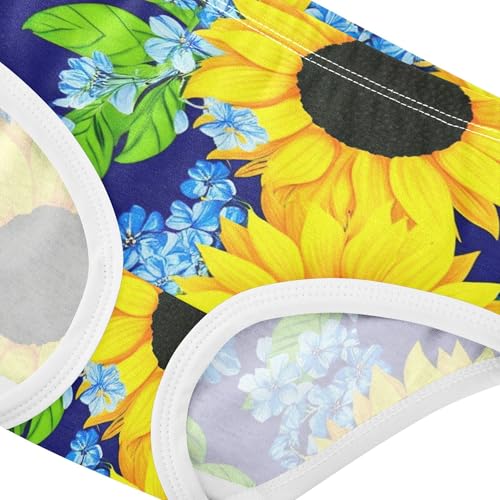 Cotton Girls Underwear Toddlers Yellow Sunflowers Blue Flowers Panties Little Girl Cartoon Kids Undies Briefs 2t4