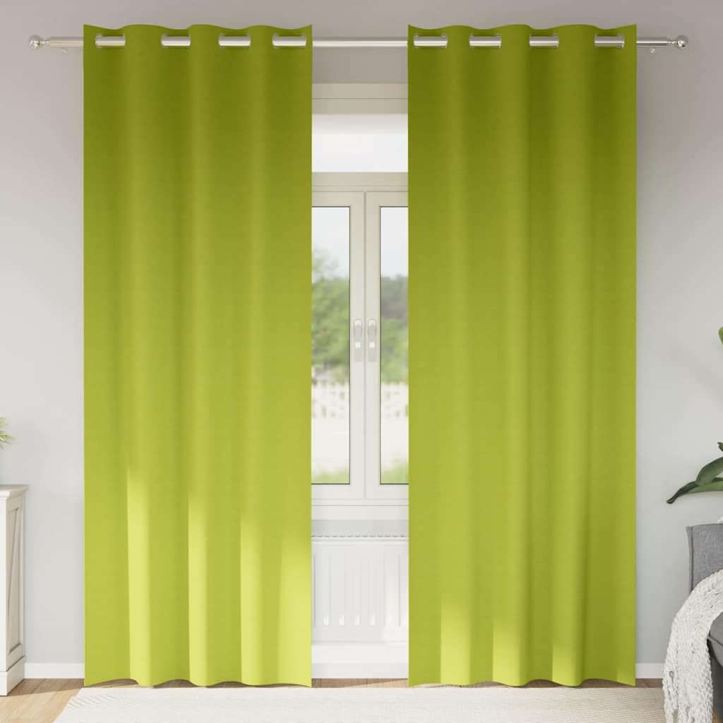Zielone zasłony z oczkami 225 x 140 cm