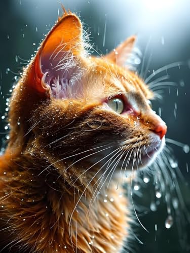 Peinture diamant chat orange format géant pour évacuer le stress du travail