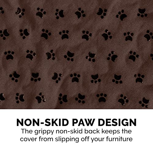 Image of Furhaven Waterproof & Non-Slip Large Sofa /Couch Cover Protector for Dogs, Cats, & Children - Quilted Paw Print Living Room Furniture Cover - Espresso, Large Sofa