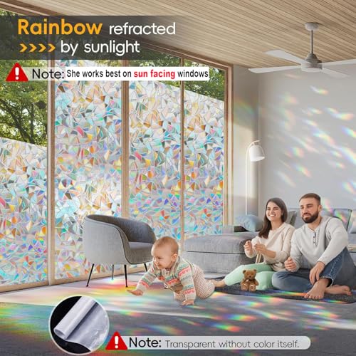 Image of Rainbow Window Privacy Film with Cutting Reference Line, 17.5 inch x 78.74 inch