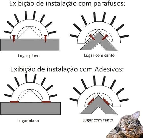 Brinquedo Para Gato Coçador Roçador Escova Com Catnip Coçadinha Massageadora Canto de Parede (Cor Al