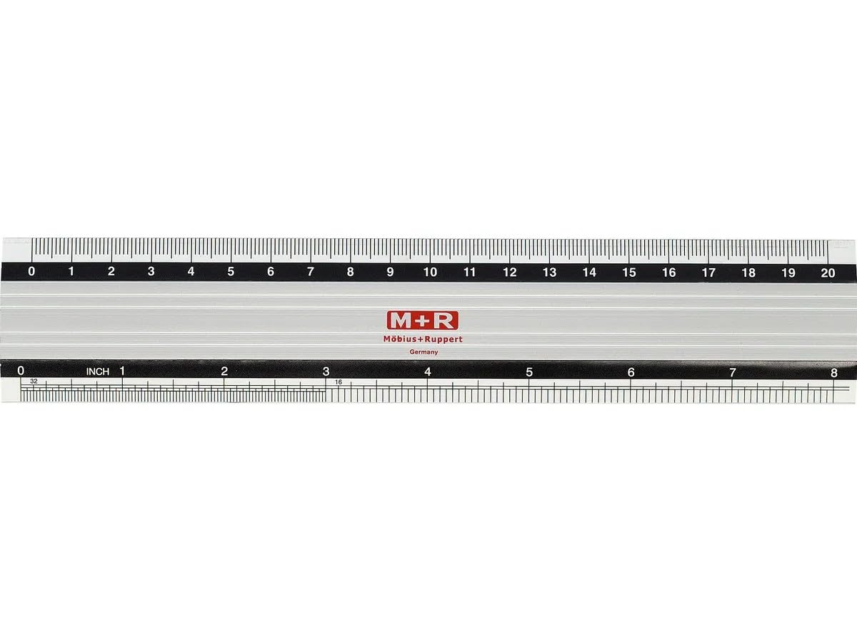 M + R 18200000 Ruler Aluminium cm 20 cm and inch Scaling