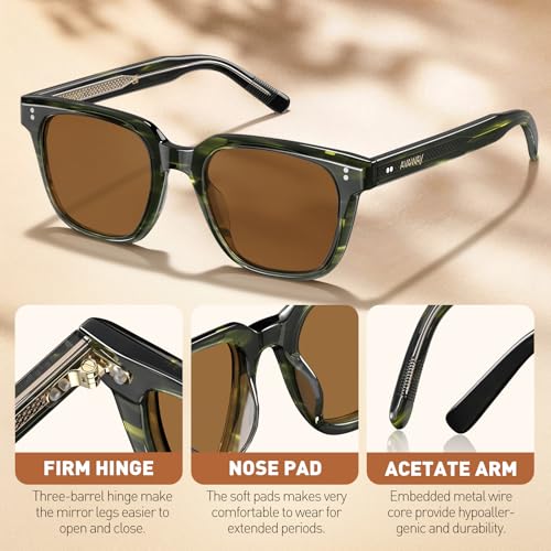 Image of AVAWAY Polarized Sunglasses for Men UV Protection, Square Acetate Frame Outdoor Driving Sun Glasses