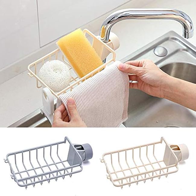 SmarTopus Innovative Japanese Style Faucet Rack Sponge Rag Sink Storage Drain Shelf with Hook