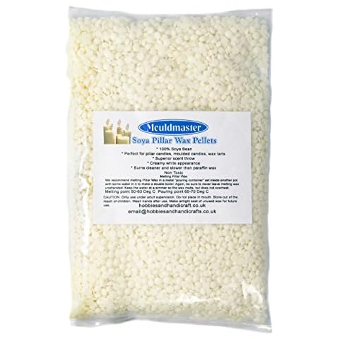 Mouldmaster Soy Pillar Candle Wax pellets 500g, SOYA, Cream/Off White Cover