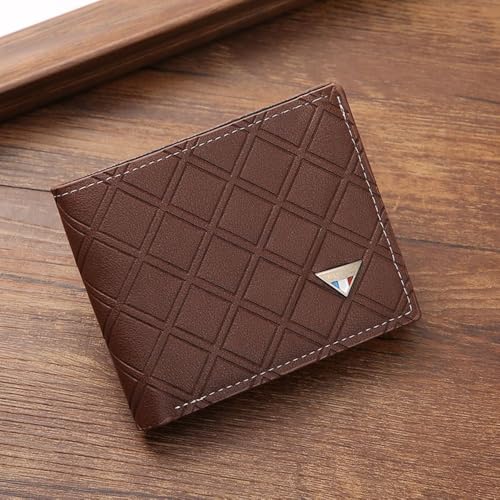Mens Short Wallet Folding Small Money Bag PU Coin Purse Men(brown)