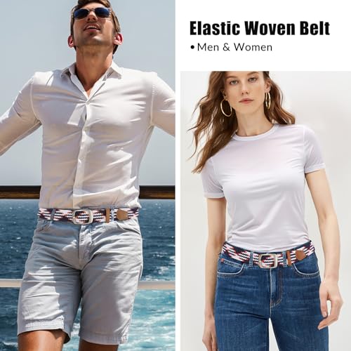 Image of BELTROAD Elastic Braided Belt Mens Golf Belts No-Hole Design Lightweight Breathable Woven Stretch Belt for Golf Casual