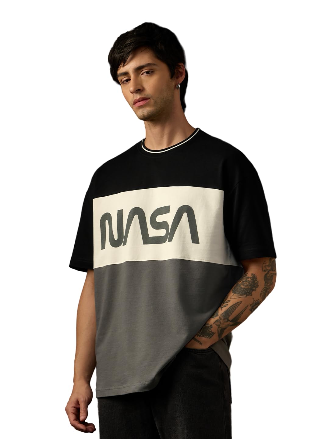 the souled store NASA: Men and Boys Short Sleeve Round Neck Casual Lightweight Drop Shoulder Streetwear Trendy Oversized T-Shirts-picture-44