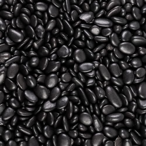 Image of 5lb River Rocks Polished Silica Gravel for Plants, Garden Decorative Pebbles Ideal for Fish Tank, Vases, Succulents, Crafting, Home Decor and Garden Landscaping, Polished Black