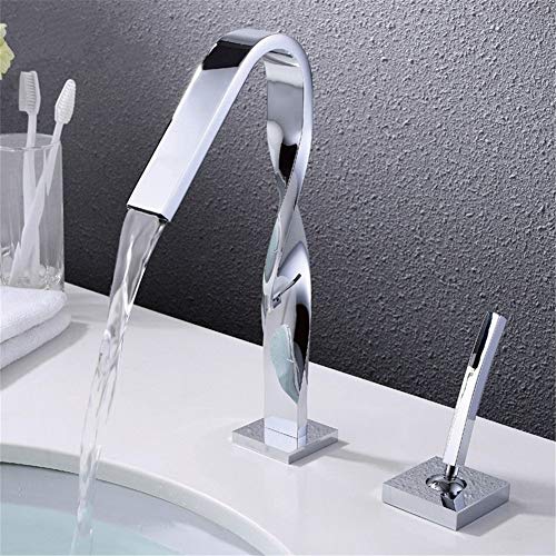 Robinet cascade salle de bain anti-éclaboussures LWX | Mitigeur double eau chaude froide