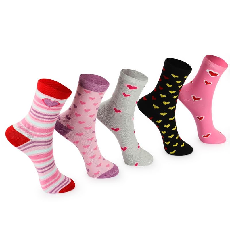 Image of Kids Girls Socks | Soft Cotton, Comfortable, Multicolor Printed Socks for Girls - Pack of 5 Pairs