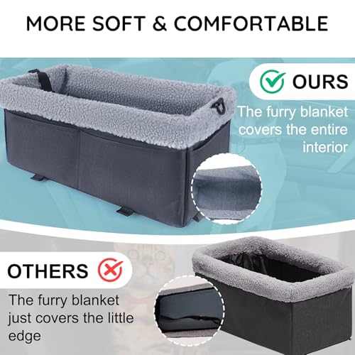 UTOLOVE assento de carro para cães pequenos, assento de carro para cães com console central com almo