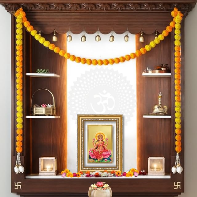 Image of DIVINITI Goddess Lakshmi 24K Gold Plated Foil Wall and Tabletop Photo Frame for Home Decor, Puja Room, Living Room, Office, Luxury Gifting | DG Frame 112 S2.5 (26x20 CM)