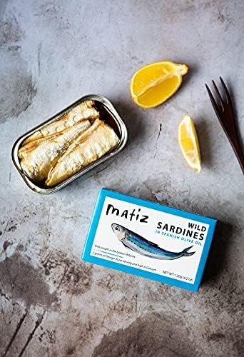 Matiz Sardines in Olive Oil, 4.2 Ounce Can (Pack of 12) Spanish Gourmet Wild Caught Natural Fish for Tapas, Snacks, or Meals, Protein Rich, Sealed Freshness — view 3