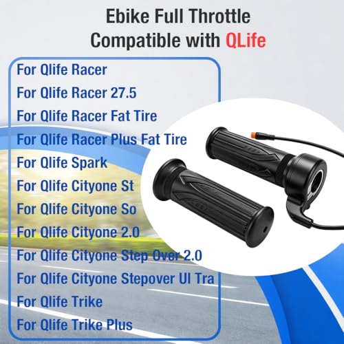 Image of Full Twist Throttle for Qlife Racer, 3 Pin Waterproof Plug and Play Ebike Throttle Grips for Macfox, HappyRun, Freego, Electric Bike
