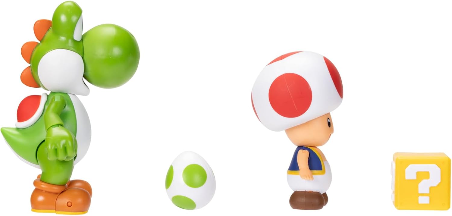 Super Mario Nintendo 4 Inch Action Figure 2-Pack: Yoshi & Toad with Accessories - Image 11