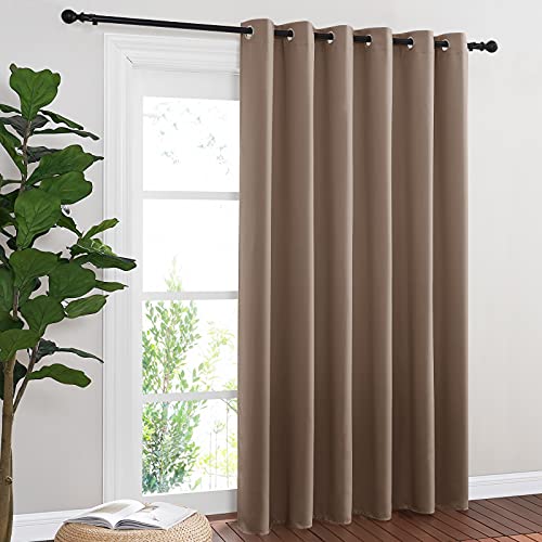 NICETOWN Blackout Blinds for Patio Door, Sliding Door Insulated Blackout Curtains, Extra Wide Curtain with Grommet Top for Villa/Hall/Parlor (Cappucci