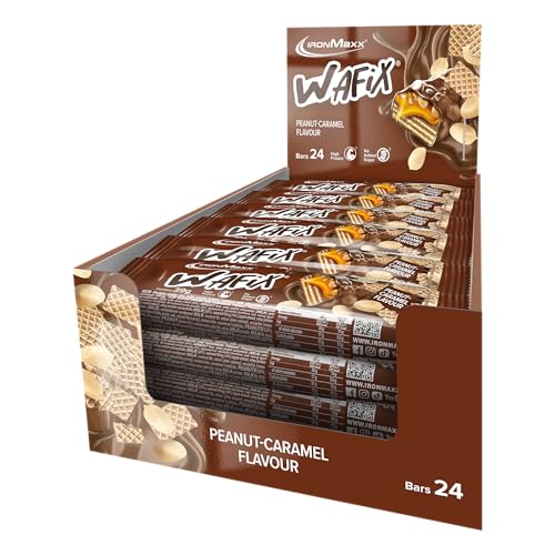 IronMaxx Wafix - Peanut Caramel 24 x 39 g | High Protein Waffelriegel mit Erdnussstückchen | Zuckerreduziert & knusprig | Ideal für unterwegs 1