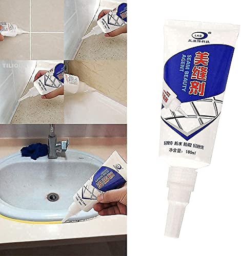 Image of TEKCOOL Silicone Tiles Gap Filler Waterproof, Gap Sealant, Grout, White Cement Paste Tube, Gap Filler For Walls And Joints, Waterproof Sealant, Tile Gap Filler Tube For Kitchen, Bathroom (180 Ml)