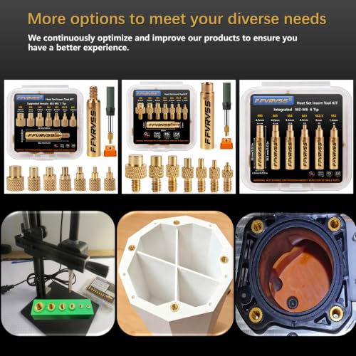 Image of Heat Insert Tool 7 Soldering Tips for M2 M2.5 M3 M4 M5 M6 M8 Threaded Inserts with T18 Soldering Iron Adapter 900m Premium Clear Storage Box