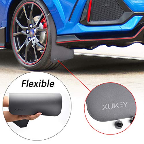 Image of XUKEY Universal Mud Flaps, Front and Rear Deluxe Molded Black Splash Guards, PP+TPO Plastic, 4-Pack Set with Screw Fixings, for Car, Pickup, SUV, Van, Truck