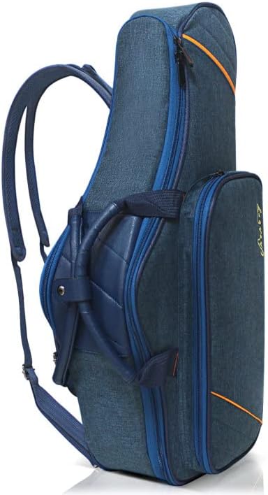 Alto Saxophone Case - 2-in-1 Padded Backpack Gig Bag with Flute Pocket, 20mm Soft Padding Lightweight Protective Carry Case for Saxophone Players (Blue)