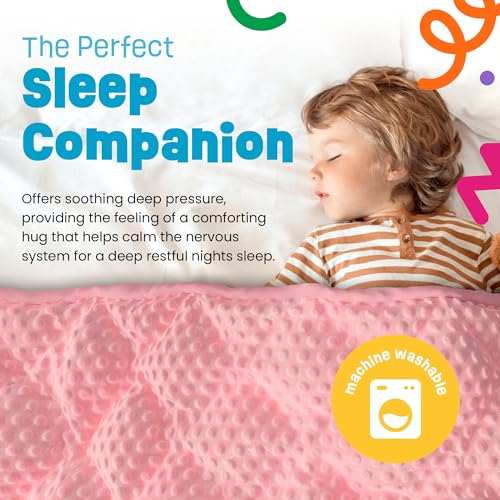 5lb Child's Weighted Blanket - Kids Weighted Blanket 5 Pounds (36" x 48") - Cute Dotted Texture Sensory Blanket - 5 lbs Weight Blanket for Kids Ages 4 to 7 - Machine Washable, Travel Friendly (Pink) - Image 6