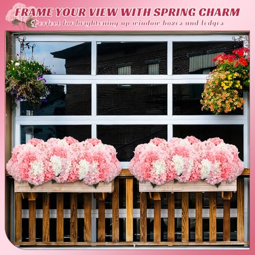 Image of Suncalla Pink 6 Bundles Hydrangea Artificial Flowers Bulk 30 Heads 20'' Faux Fake Hydrangea for Spring Graves Easter Decor Porch Indoor Outdoor Home Garden Wedding Table Centerpieces