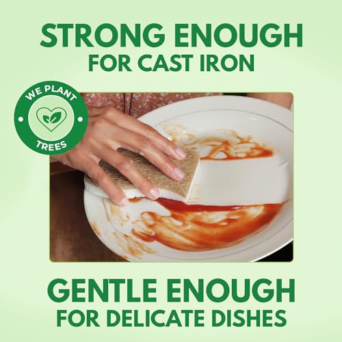 AIRNEX Biodegradable Natural Kitchen Sponge - Compostable Cellulose and Coconut Walnut Scrubber Sponge - Image 4