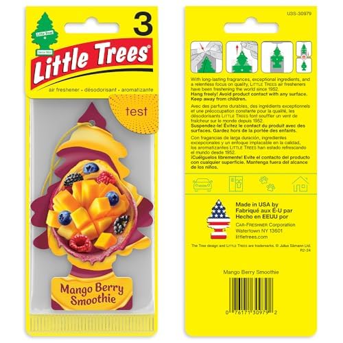 Image of Little Trees Car Air Freshener | Hanging Tree Provides Long Lasting Scent for Auto and Home | Mango Berry Smoothie, 24 Air Fresheners