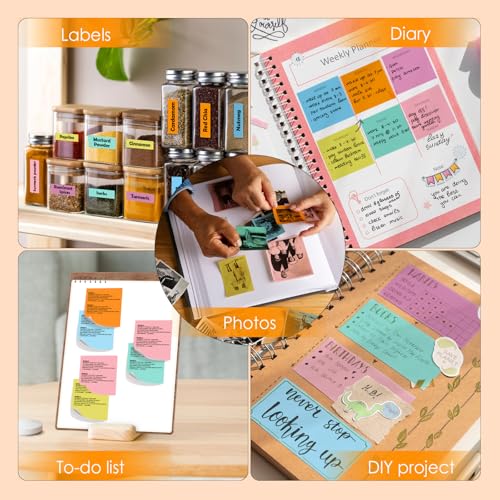Image of HuiJuKeJi 12 Rolls Mini Printer Sticker Paper Self Adhesive 57x25mm 12 Rolls Color Paper for Inkless Portable Bluetooth Printer for Printing Photos, Notes